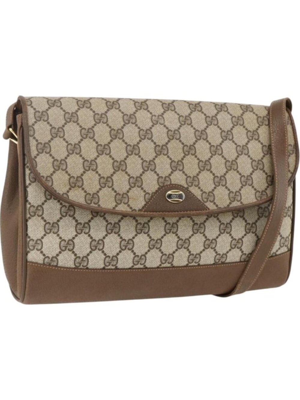 GUCCI GG Supreme Shoulder Bag PVC Leather Beige Gold 116 02 067